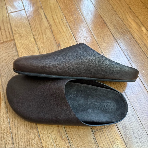 Crosby Square Men’s Chocolate Brown Leather Suede Lined Mules Clogs Size 9 - Picture 12 of 13